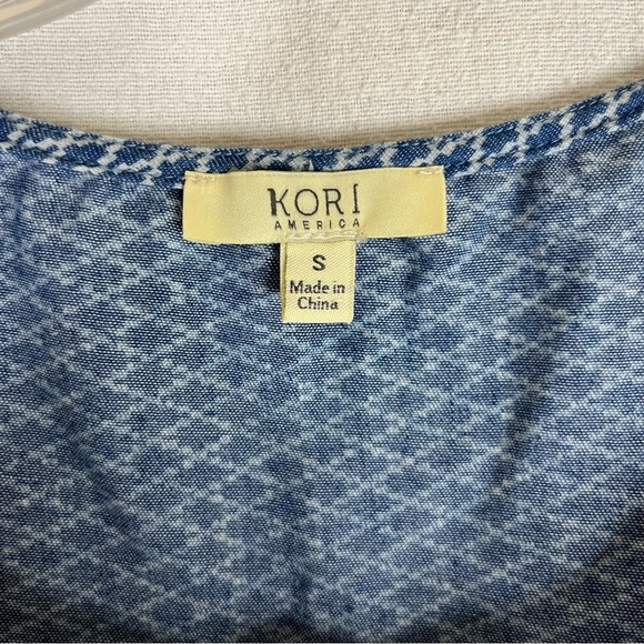 Kori America Dress Women’s Blue White Diamond Floral Sleeveless Hi Low Button S - Picture 10 of 10